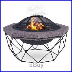 Black Fire Pit Bowl On Stand Garden Heating 57CM