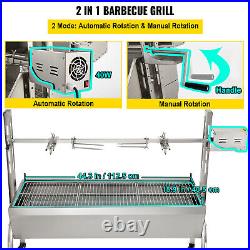 130cm Charcoal Grill BBQ Rotisserie Trolley Wheels Large Spit Roast 60kg