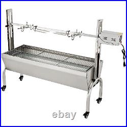 130cm Charcoal Grill BBQ Rotisserie Trolley Wheels Large Spit Roast 60kg