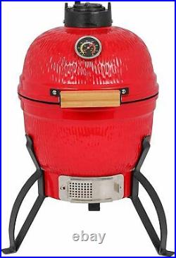 13 Ceramic Kamado BBQ Grill, Smoker Oven Charcoal Barbecue Red