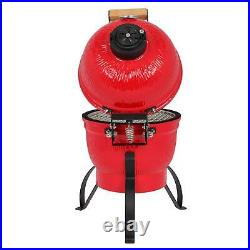 13 Charcoal Smoker Grill Ceramic Metal Outdoor BBQ Smoking withThermometer Red UK