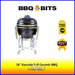 18 BBQ-BITS Kamado BBQ Grill Smoker Ceramic Egg Charcoal Cooking Oven Outdoor