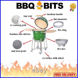 18 Bbq-bits Kamado Bbq Grill Smoker Ceramic Egg Charcoal Cooking Oven Green