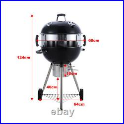 22 Kettle BBQ Barbecue Charcoal Grill with Pizza Oven Outdoor Garden Camping