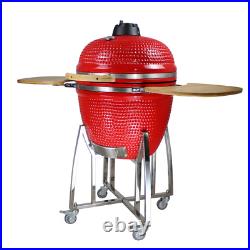 23.5 Kamado Bbq Egg Charcoal Grill Smoker Ceramic Egg Outdoor Red Free Cover