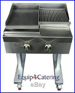 2 Burner Gas Charcoal Char Grill Bbq Heavy Duty For Commercial Use (on Stand)