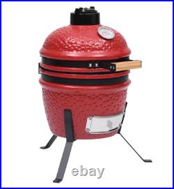 2-in-1 Kamado Ceramic Grill Smoker 56 cm Red Travel Barbecue