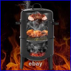3 in 1 Charcoal BBQ Smoker Grill Deluxe Outdoor Smoker BBQ Meat & Fish Smoker