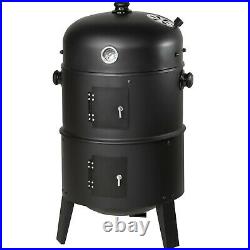 3in1 BBQ Barbecue Charcoal Smoker Grill with Temperature Display