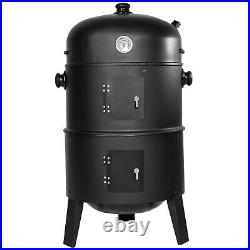 3in1 BBQ Barbecue Charcoal Smoker Grill with Temperature Display