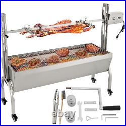 40W Cypriot Rotisserie Charcoal BBQ Grill Roaster Height Adjustable with Wheels