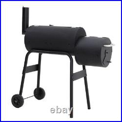 45'' Barbecue Charcoal Grill BBQ Stove Patio Backyard 2 Burners with Offset Smoker