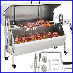 48 Charcoal Grill BBQ Rotisserie Trolley Wheels Large Spit Roast With Cover