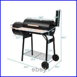 48 Steel Portable Backyard Charcoal BBQ Grill Offset Smoker Combo with Wheels