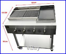 4 Burner Gas Charcoal Char Grill BBQ Self Standing with Hotplate SS440HPG2