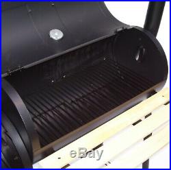 56510 Smoker Charcoal BBQ Barbecue Grill Smoking Barrel Trolley Garden BBQ Grill