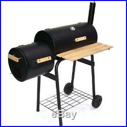 56510 Smoker Charcoal BBQ Barbecue Grill Smoking Barrel Trolley Garden BBQ Grill