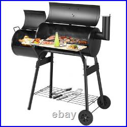 57cm Charcoal Grill BBQ with Thermometer, Stand Wheels& Cooker with Porcelain