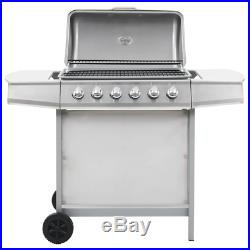 6+1 Charcoal PRO BBQ Barbecue Gas Grill Silver With Outdoor Cooking New Warming