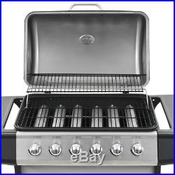 6+1 Charcoal PRO BBQ Barbecue Gas Grill Silver With Outdoor Cooking New Warming