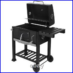 BBQ Barbecue Grill Trolley Barbecue Patio Garden Heating Smoker Side Undershelf