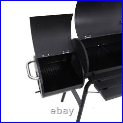 BBQ Barrel Trolley Stand Outdoor Barbeque Smoker Grill Charcoal Cooking Grille