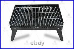 BBQ Blaze Foldable Charcoal Grill Barbeque with 5 Skewers Stellar Black