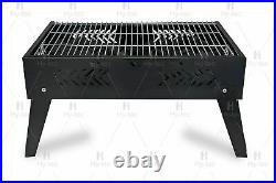 BBQ Blaze Foldable Charcoal Grill Barbeque with 5 Skewers Stellar Black