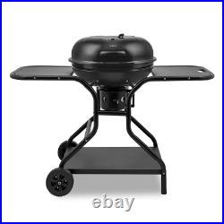 BBQ Charcoal Grill with Side Tables Stainless Steel