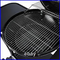 BBQ Charcoal Grill with Side Tables Stainless Steel