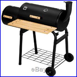 BBQ Charcoal Smoker Barbecue Grill Outdoor Roast Grate Trolley Barrel Black
