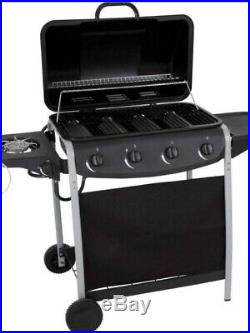 BBQ Gas 4 Side Burner Barbecues Charcoal Party Grill Cooking Garden Outdoor