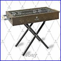 BBQ Gourmet Charcoal Grill Barbeque with 6 Skewers Royal Gold