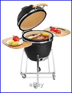 BBQ Grill Smoker & Cooking Oven Charcoal Kettle Egg 21 Ceramic Kamado wheels