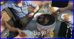 BBQ Portable Table Top Smokeless Charcoal Lotus Style Grill Carry Bag Slate Grex