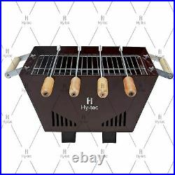 BBQ Tabletop Charcoal Grill Barbeque with 4 Skewers Metallic Wine