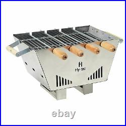 BBQ Tabletop Charcoal Grill Barbeque with 4 Skewers Stainless Steel Body