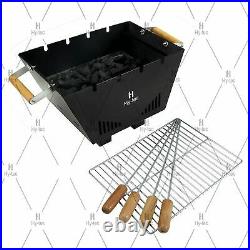 BBQ Tabletop Charcoal Grill Barbeque with 4 Skewers Stellar Black