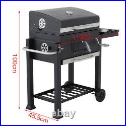 BBQ Trolley Cart Smoked Grill Garden Barbeque Fire Pit Charcoal Stove with Wheel