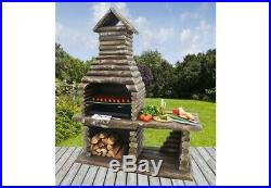 BBQ barbecue wood effect garden grill outdoor charcoal masonry cooking massive