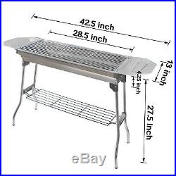 Barbecue Charcoal Grill Stove Shish Kebab Stainless Steel BBQ Patio Camping Fold