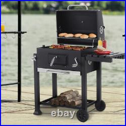Barbecue Grill Charcoal BBQ Smoker Portable Outdoor Garden BBQ Trolley Wheel