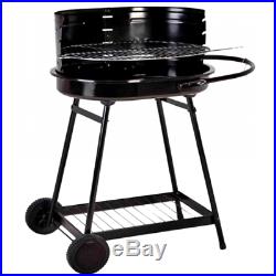 Barren Portable Charcoal Trolley Barbecue BBQ Outdoor Grill with Wheels BLACK