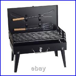 Bbq Black Steel Grill Folding Portable Outdoor Grill Food Barbeque