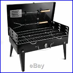 Bbq Charcoal Folding Barbecue Grill Portable Travel Picnic With Utensil Tool Kit