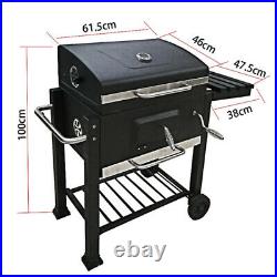 Black Charcoal Bbq Garden Trolley Large Outdoor Stainless Steel Grill Barbeque
