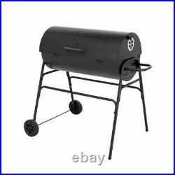 Black Expert Grill Half Drum Barrel Charcoal BBQ Barbecue Garden Outdoor Cover