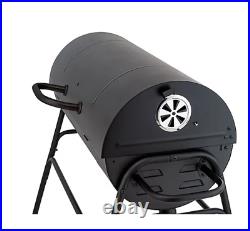 Black Expert Grill Half Drum Barrel Charcoal BBQ Garden Patio Portable NEW