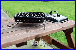 Black Portable Table & Floor Compact 13.5'' Charcoal Barbecue BBQ Outdoor Grill