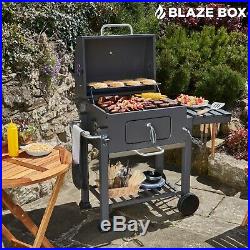 Blazebox Charcoal BBQ Smoker Steel Grill Garden Barbecue Portable Cooker Trolley